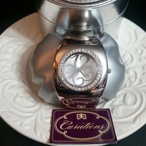 Curations Silver Bangle Cuff Watch NIB
